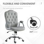Vinsetto Home Office Chair,Velvet Computer Chair,Button Tufted Desk Chair with Swivel Wheels,Adjustable Height,and Tilt Function