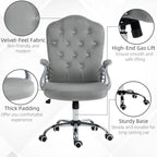 Vinsetto Home Office Chair,Velvet Computer Chair,Button Tufted Desk Chair with Swivel Wheels,Adjustable Height,and Tilt Function