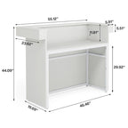 Reception Desk with Light, Modern Front Desk with 2 Grommets