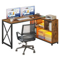 Moasis 55 Reversible L Shaped Desk with Storage Shelves Corner Computer Gaming Desk