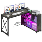 Moasis 55 Reversible L Shaped Desk with Storage Shelves Corner Computer Gaming Desk