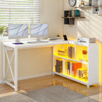 Moasis 55 Reversible L Shaped Desk with Storage Shelves Corner Computer Gaming Desk