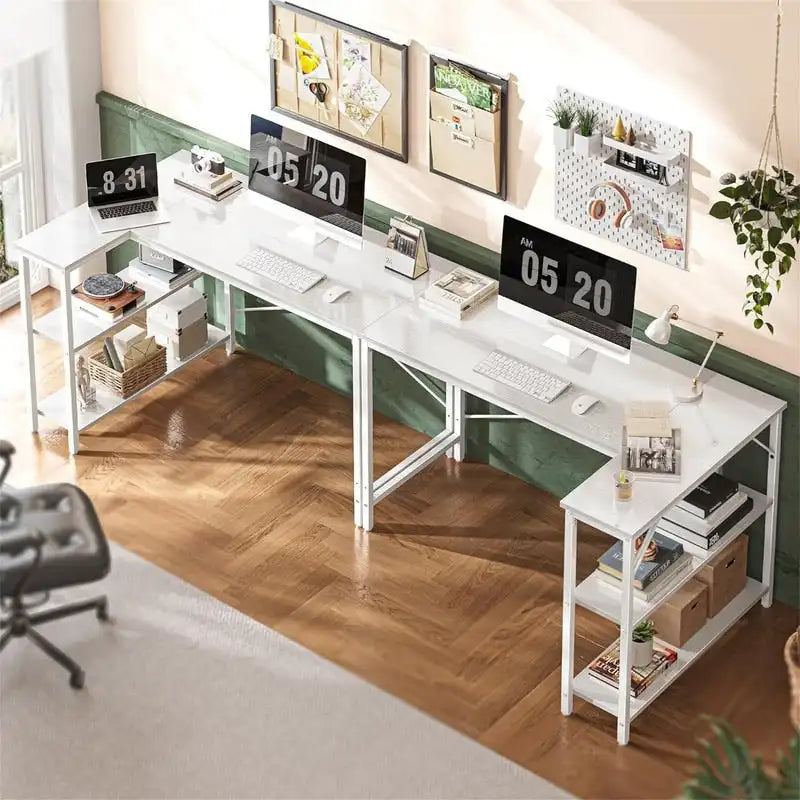 47 Inches Computer Desk with Reversible Storage Shelves