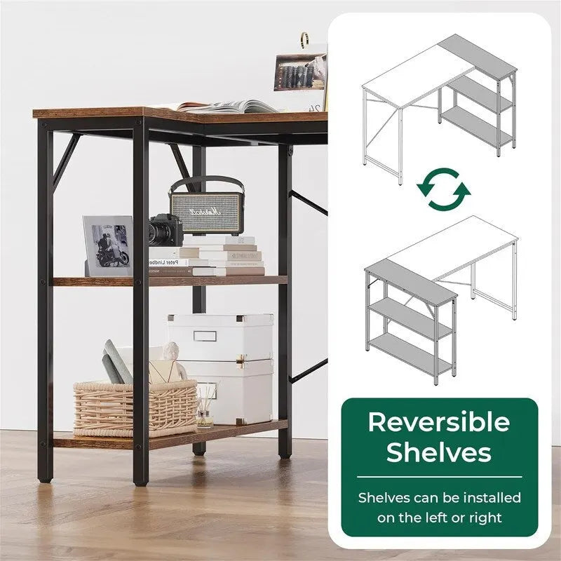 47 Inches Computer Desk with Reversible Storage Shelves