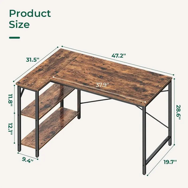 47 Inches Computer Desk with Reversible Storage Shelves