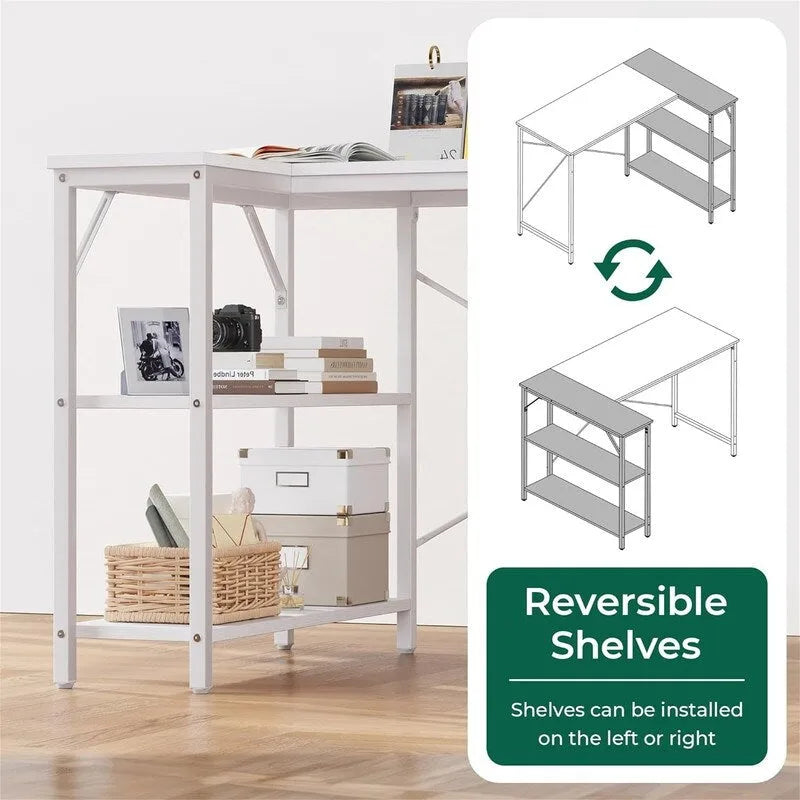47 Inches Computer Desk with Reversible Storage Shelves