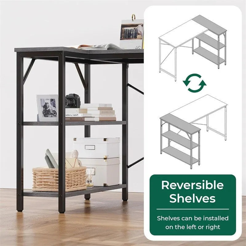 47 Inches Computer Desk with Reversible Storage Shelves