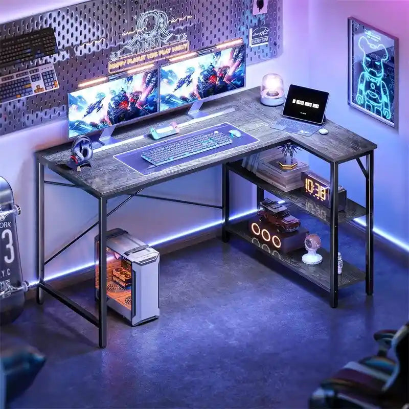 47 Inches Computer Desk with Reversible Storage Shelves