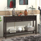 Cusp Barn Rustic Entryway Console Table, 60 Long Sofa Table with two Different Size Drawers and Bottom Shelf for Storage
