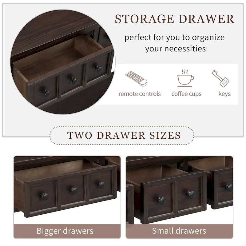 Cusp Barn Rustic Entryway Console Table, 60 Long Sofa Table with two Different Size Drawers and Bottom Shelf for Storage