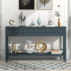 Cusp Barn Rustic Entryway Console Table, 60 Long Sofa Table with two Different Size Drawers and Bottom Shelf for Storage