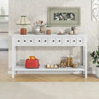 Cusp Barn Rustic Entryway Console Table, 60 Long Sofa Table with two Different Size Drawers and Bottom Shelf for Storage