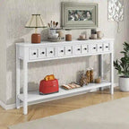 Cusp Barn Rustic Entryway Console Table, 60 Long Sofa Table with two Different Size Drawers and Bottom Shelf for Storage