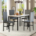 Modern 5 Piece Faux Marble Kitchen Dining Table Set for 4 with PU Leather Chairs, Dinette for Small Spaces, Breakfast Nook