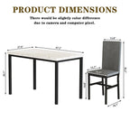 Modern 5 Piece Faux Marble Kitchen Dining Table Set for 4 with PU Leather Chairs, Dinette for Small Spaces, Breakfast Nook