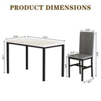 Modern 5 Piece Faux Marble Kitchen Dining Table Set for 4 with PU Leather Chairs, Dinette for Small Spaces, Breakfast Nook