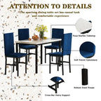 Modern 5 Piece Faux Marble Kitchen Dining Table Set for 4 with PU Leather Chairs, Dinette for Small Spaces, Breakfast Nook