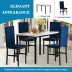 Modern 5 Piece Faux Marble Kitchen Dining Table Set for 4 with PU Leather Chairs, Dinette for Small Spaces, Breakfast Nook