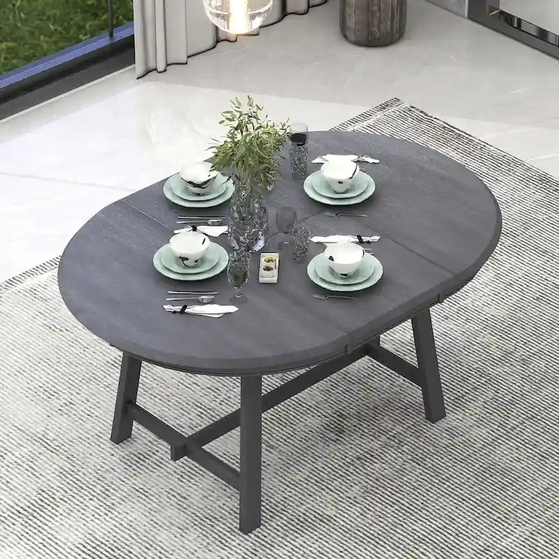 Wood Dining Table Round Extendable Dining Table