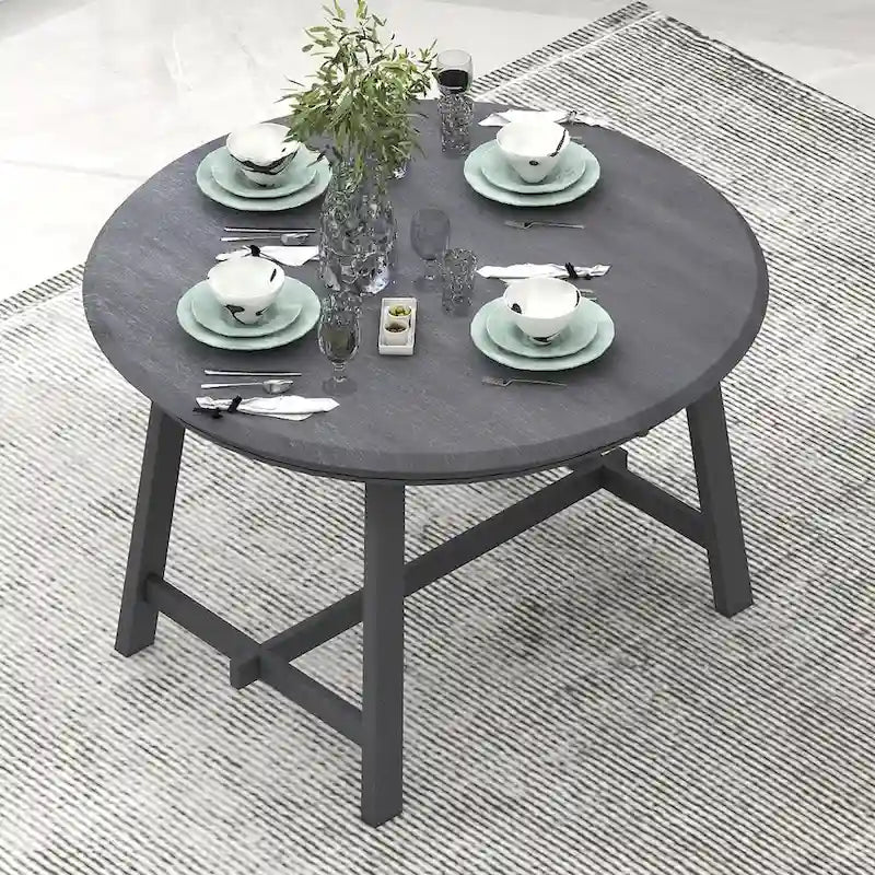Wood Dining Table Round Extendable Dining Table