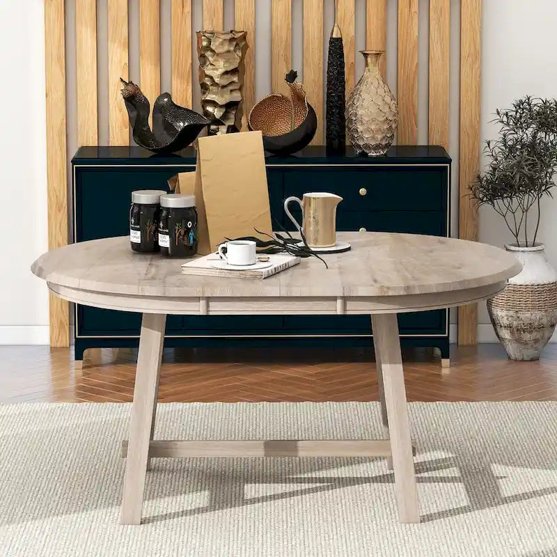 Wood Dining Table Round Extendable Dining Table