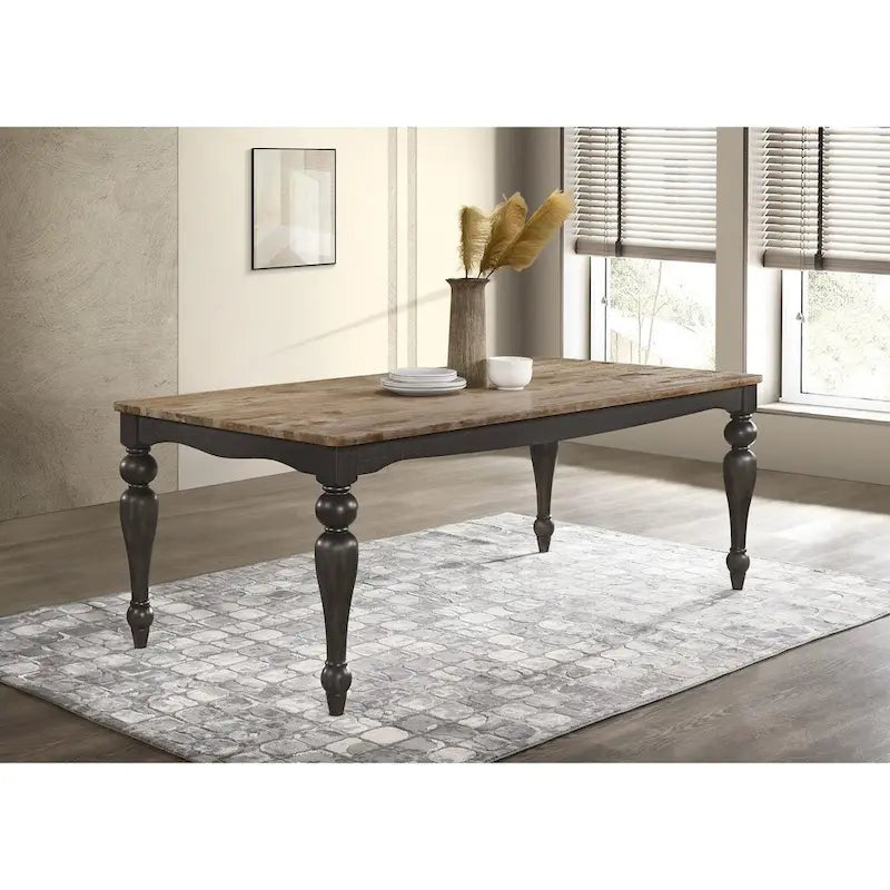 Kavita Brown Brushed Dining Table with Turned Leg