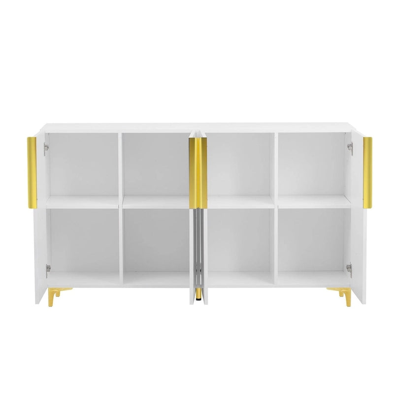 Modern Glossy Finish Light Luxury Storage Cabinet and Adjustable Shelves