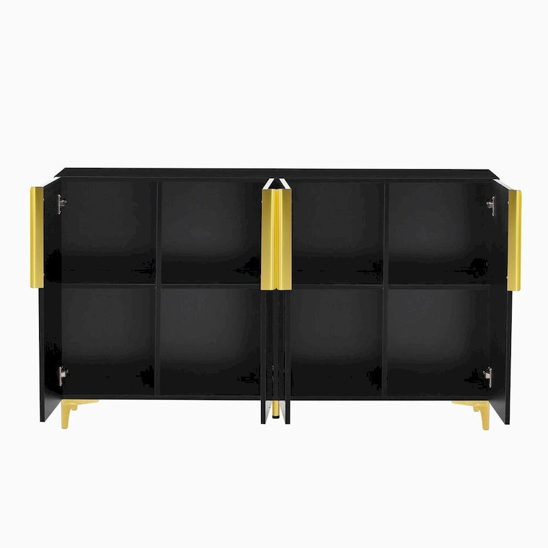 Modern Glossy Finish Light Luxury Storage Cabinet and Adjustable Shelves