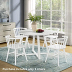 Roundhill Alwynn Wooden Spindle Back Dining Chairs, Windsor Chairs, Set of 2, White