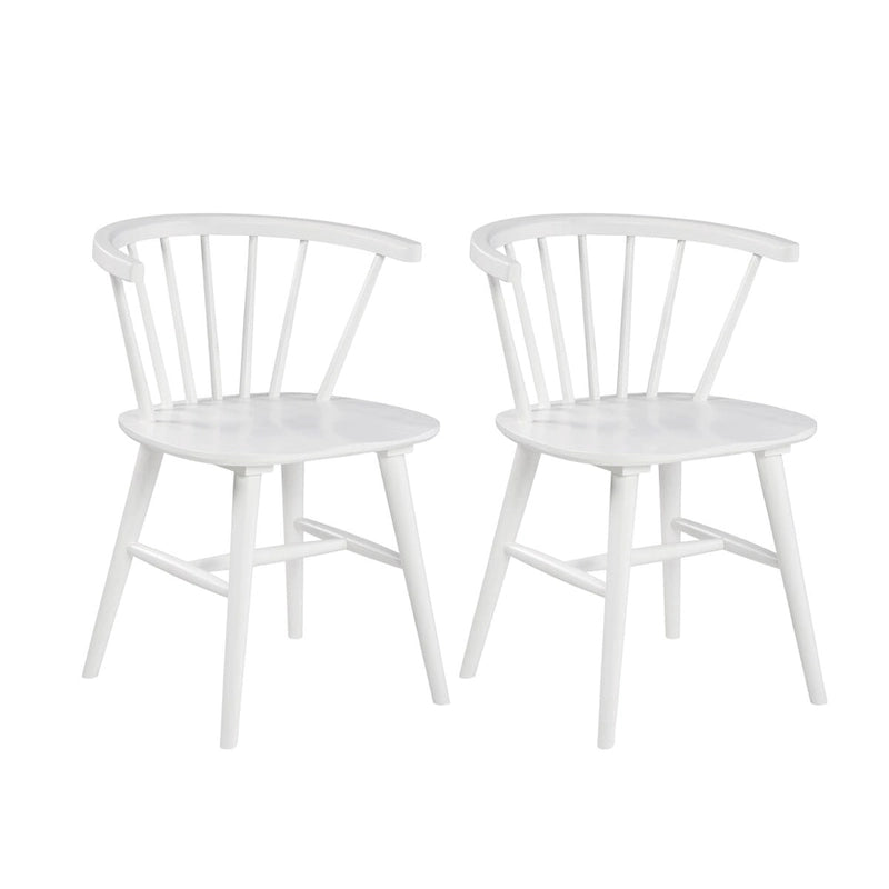 Roundhill Alwynn Wooden Spindle Back Dining Chairs, Windsor Chairs, Set of 2, White