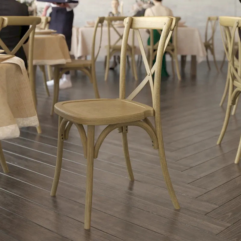 Indoor/Outdoor Commercial Grade Wood Look Resin Cross Back Chair - 19.25W x 19.75D x 35.25H