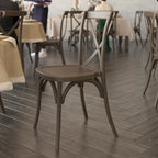 Indoor/Outdoor Commercial Grade Wood Look Resin Cross Back Chair - 19.25W x 19.75D x 35.25H