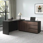 Home Office Expandable Desk with Storage Drawers and Cabinet