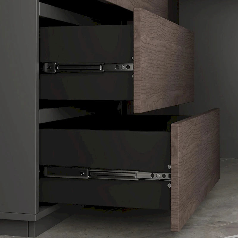 Home Office Expandable Desk with Storage Drawers and Cabinet