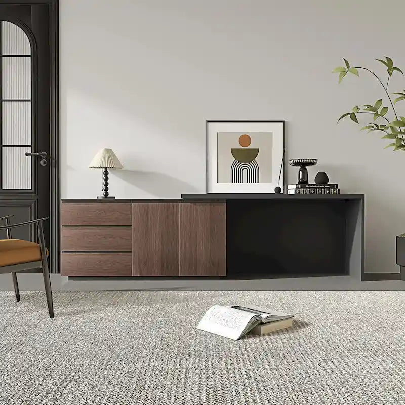 Home Office Expandable Desk with Storage Drawers and Cabinet