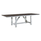 Farmhouse Two Tone Distressed White & Wood Trestle Table