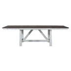 Farmhouse Two Tone Distressed White & Wood Trestle Table
