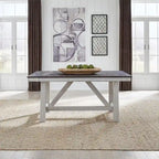 Farmhouse Two Tone Distressed White & Wood Trestle Table