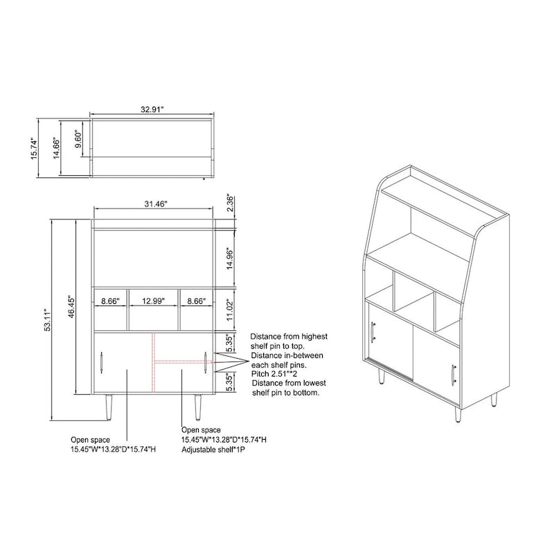 Furniture of America Mellix Contemporary Brown Multi-Storage Buffet
