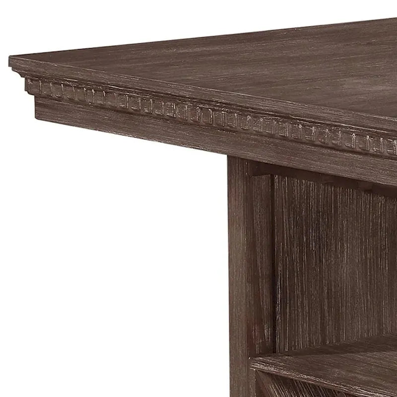 Edward 54 Inch Counter Height Dining Table, Wine Rack, Wood, Warm Brown