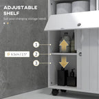 kleankin Toilet Paper Cabinet, Slim Bathroom Cabinet with 4 Rolling Wheels, Small Bathroom Storage Cabinet with Paper Holes