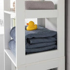White Tall Bathroom Storage Cabinet with Shelves and Drawers