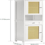 White Tall Bathroom Storage Cabinet with Shelves and Drawers
