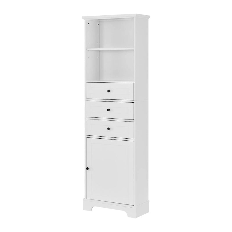 68 Tall Freestanding Bathroom Cabinet with 3 Drawers and Adjustable Shelves
