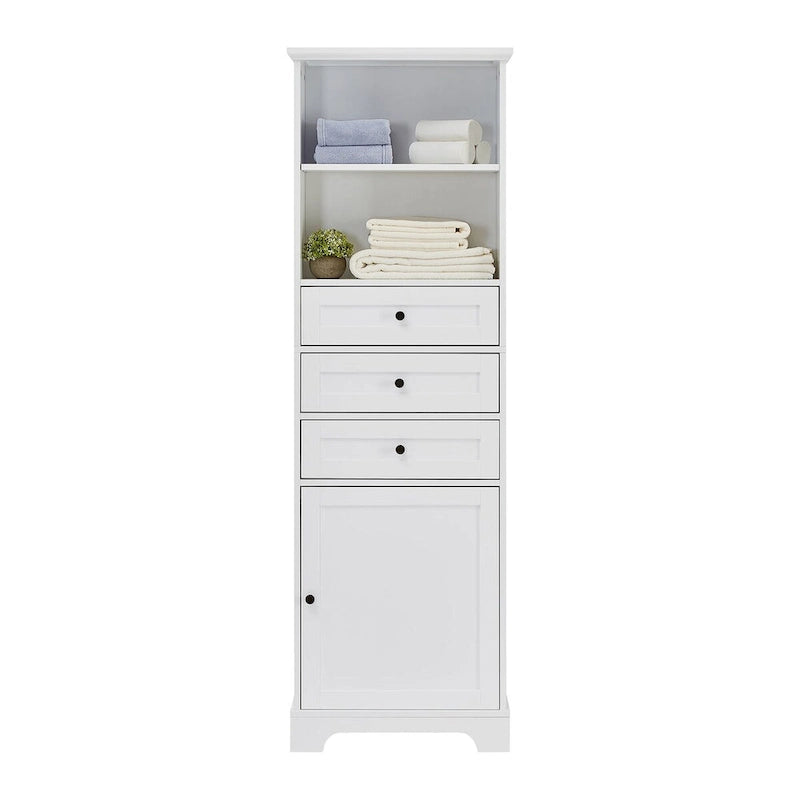 68 Tall Freestanding Bathroom Cabinet with 3 Drawers and Adjustable Shelves