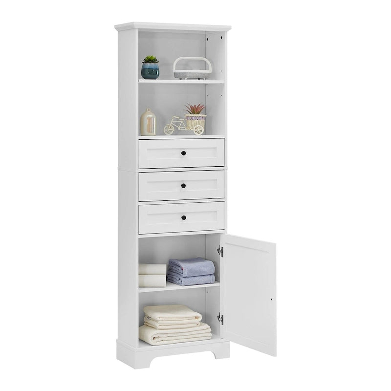 68 Tall Freestanding Bathroom Cabinet with 3 Drawers and Adjustable Shelves