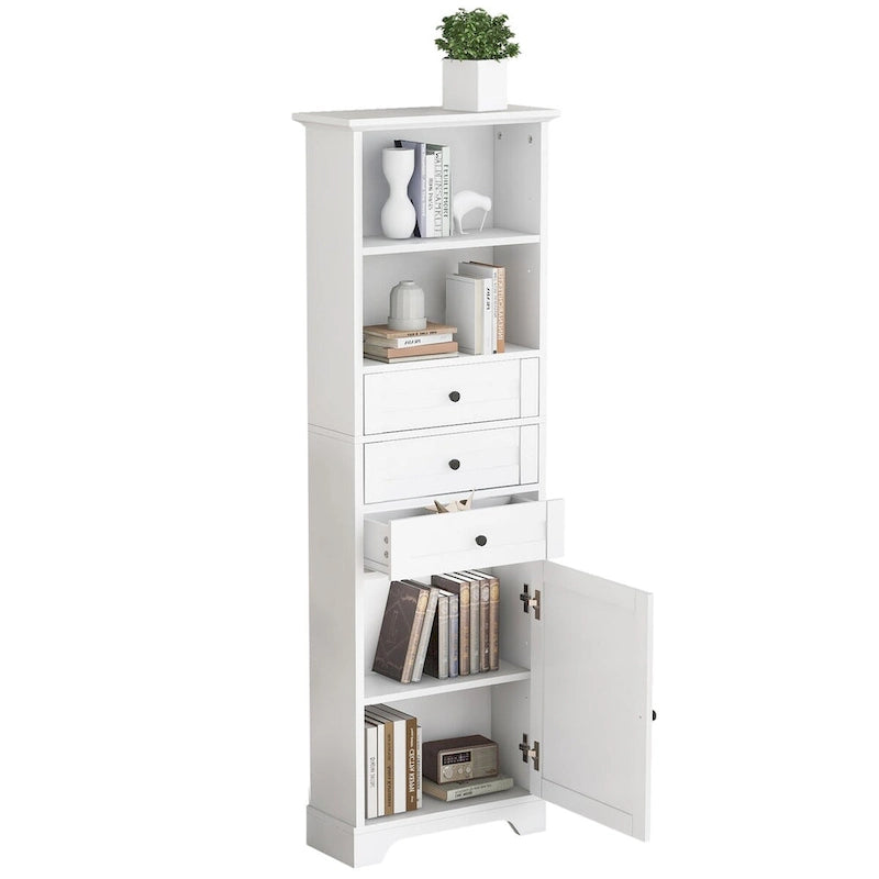 68 Tall Freestanding Bathroom Cabinet with 3 Drawers and Adjustable Shelves