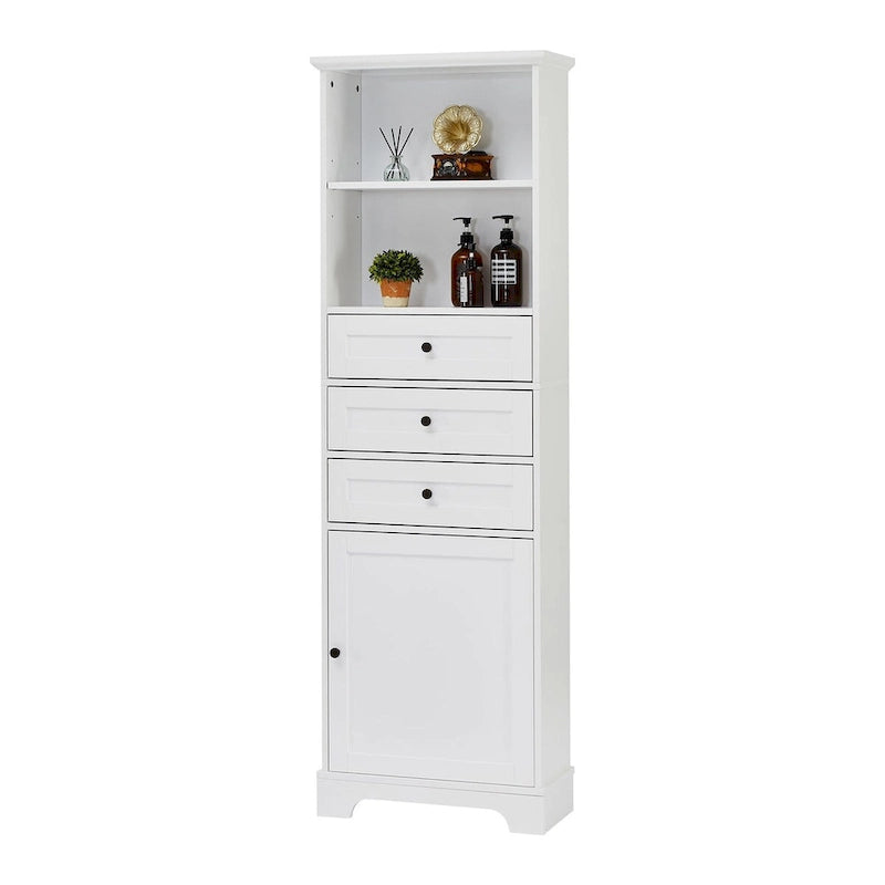 68 Tall Freestanding Bathroom Cabinet with 3 Drawers and Adjustable Shelves