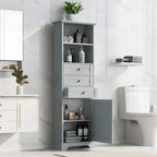 68 Tall Freestanding Bathroom Cabinet with 3 Drawers and Adjustable Shelves