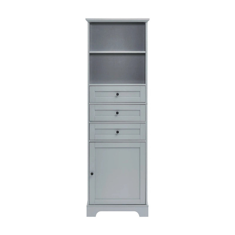 68 Tall Freestanding Bathroom Cabinet with 3 Drawers and Adjustable Shelves